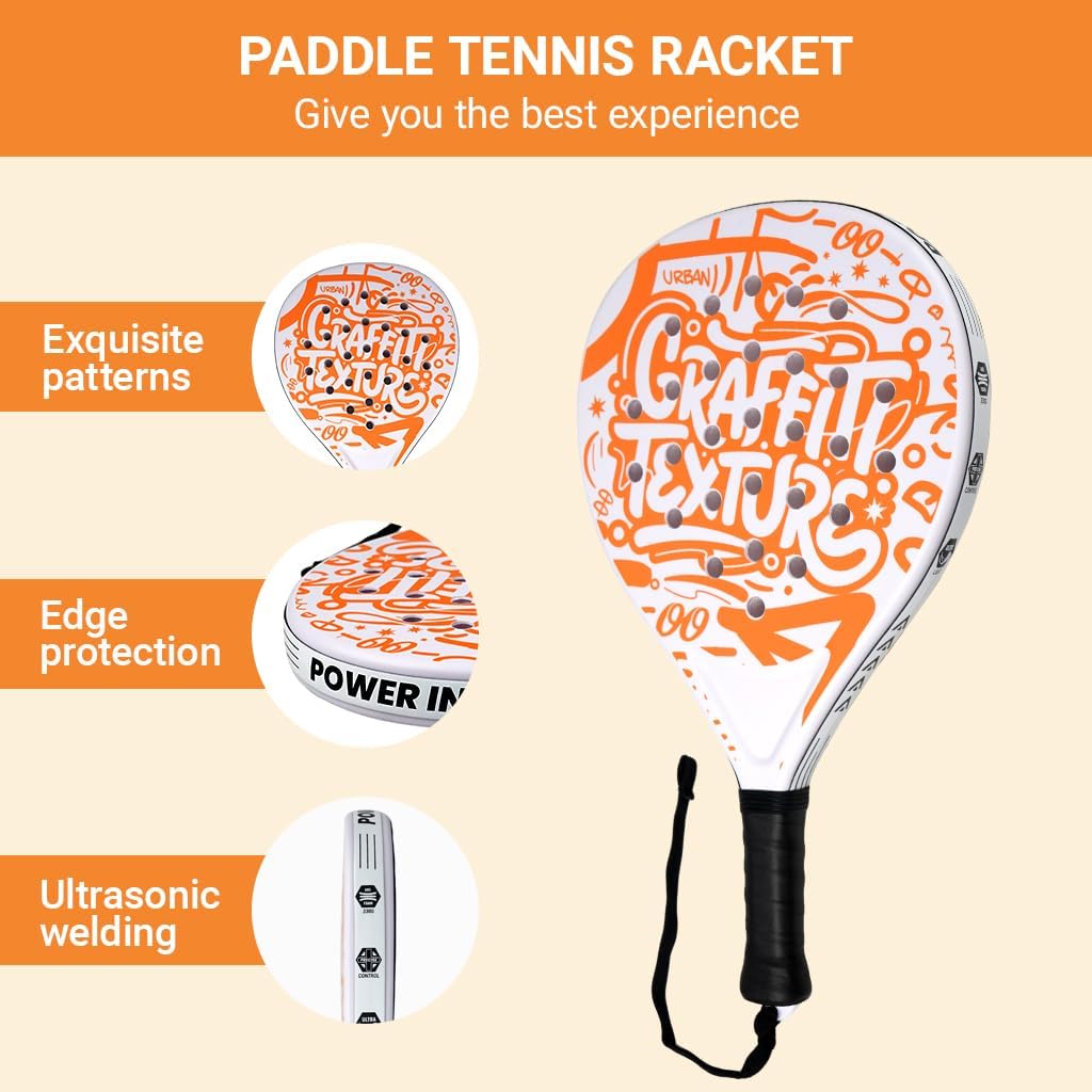 Padel Racket Set of 2 - ABS Surface & EVA Foam Core, Beach Paddle Tennis Racquets for Adults, Including 2 Balls & Carry Bag - Outdoor, Sand, Backyard, Pool Fun
