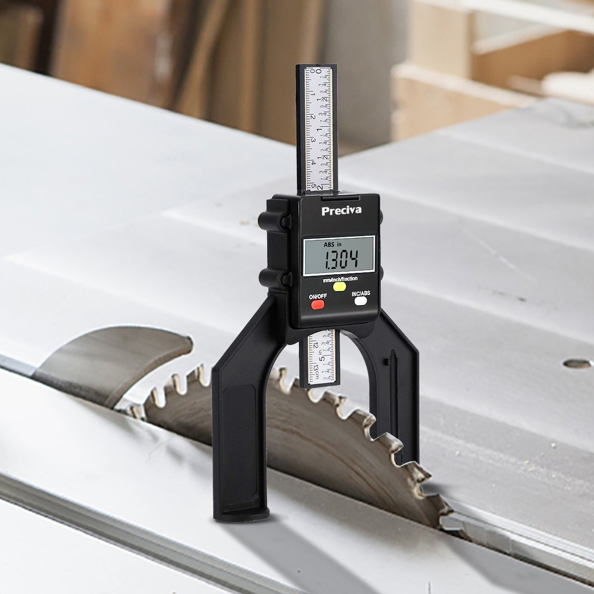 Preciva Digitaler Tiefenmesser, digitaler Höhenmesser, 80 mm/3,14 Zoll, LCD-Display, 0,10 mm/0,004 Zoll Genauigkeit, Tiefenhöhenmessung für Holzbearbeitung, Fräser, Tischkreissäge, Oberfräse