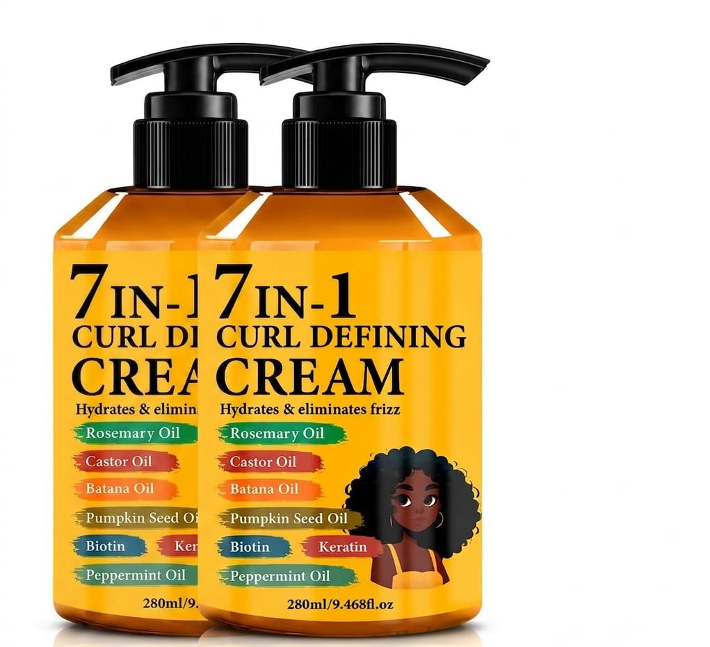 7-in-1 Curl Defining Hair Cream 100g | Leave-In Hair Styling Cream with Rosemary Oil, Castor Oil, Batana Oil, Pumpkin Seed Oil, Biotin, Keratin & Peppermint Oil | Moisturizing Curl Cream for Curly, Wavy & Coily Hair | Frizz Control & Soft Hair Care-image-28