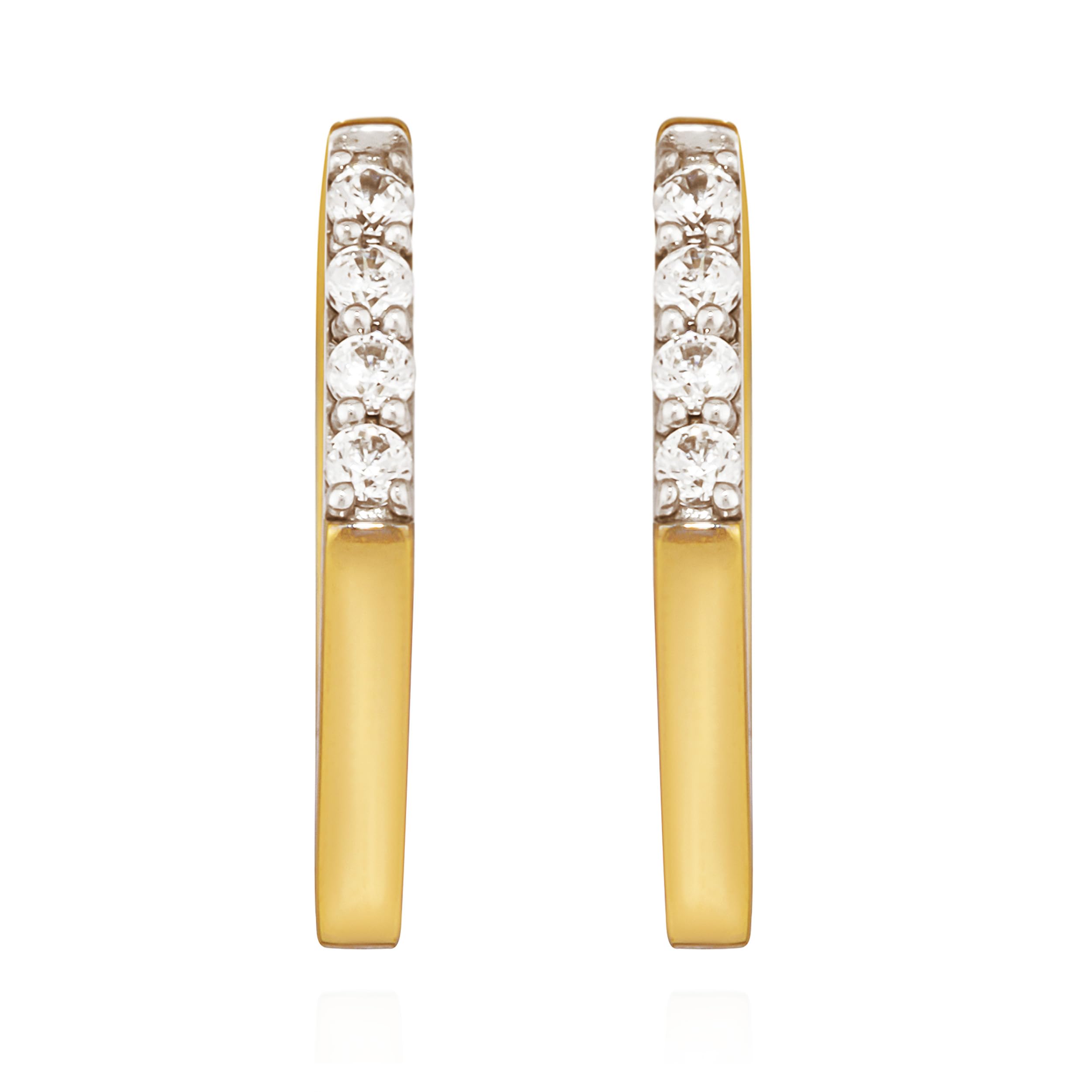 NKlaus Para zawiasów Creole 333 żółte złoto 8 karatów 16,5 x 14 mm cyrkonia białe złote kolczyki 14559, Żółte złoto