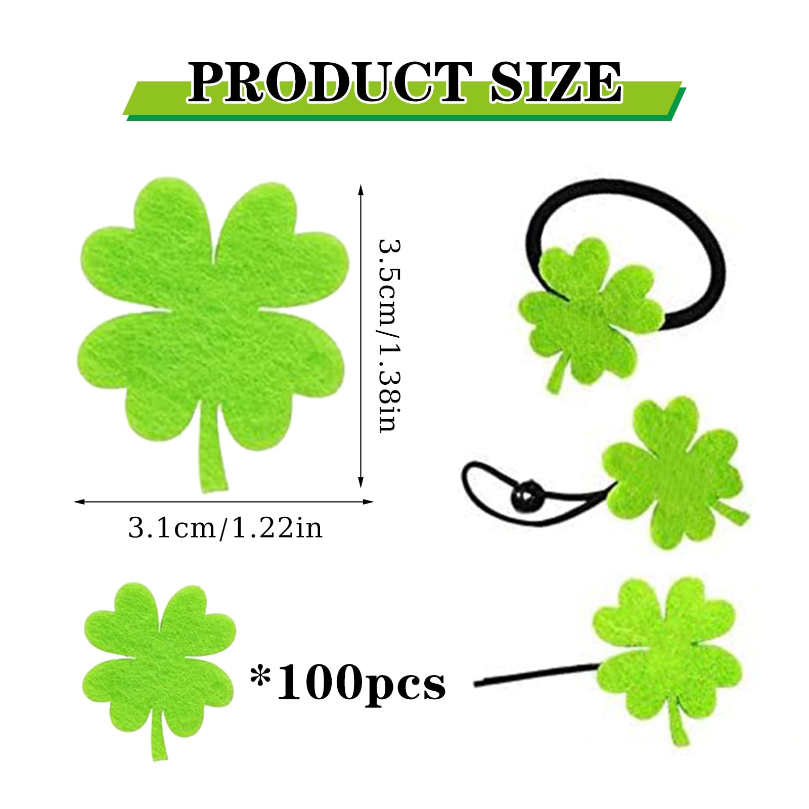 100 Piezas Verde Trébol De Fieltro Decoración De Trébol De Cuatro Hojas Bricolaje Trébol De Cuatro Hojas Adorno San Patricio Para Fiestas Navideñas, Regalos, Álbumes De Recortes, Manualidades