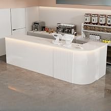 LITFAD L-Shape Reception Desk with Locker, Filing Cabinet, Manufactured Wood Checkout Counter Modern Counter for Office, Lobby, Beauty Salon, Store, White - 63" L x 19.5" W x 35.5" H