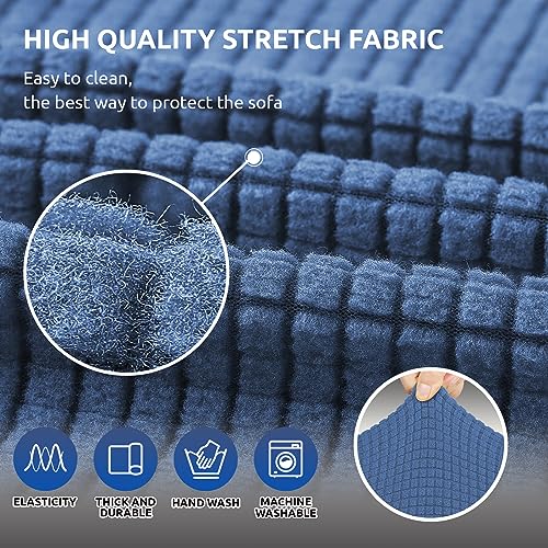 KEKUOU Stretch Loveseat Sofa Cover Slipcover,Couch Covers for 2 Cushion Couch Sofa (55"-78") Furniture Protector Sofa with Elastic Bottom for Kids,Dog. Jacquard Small Checked (Medium,Riverside)