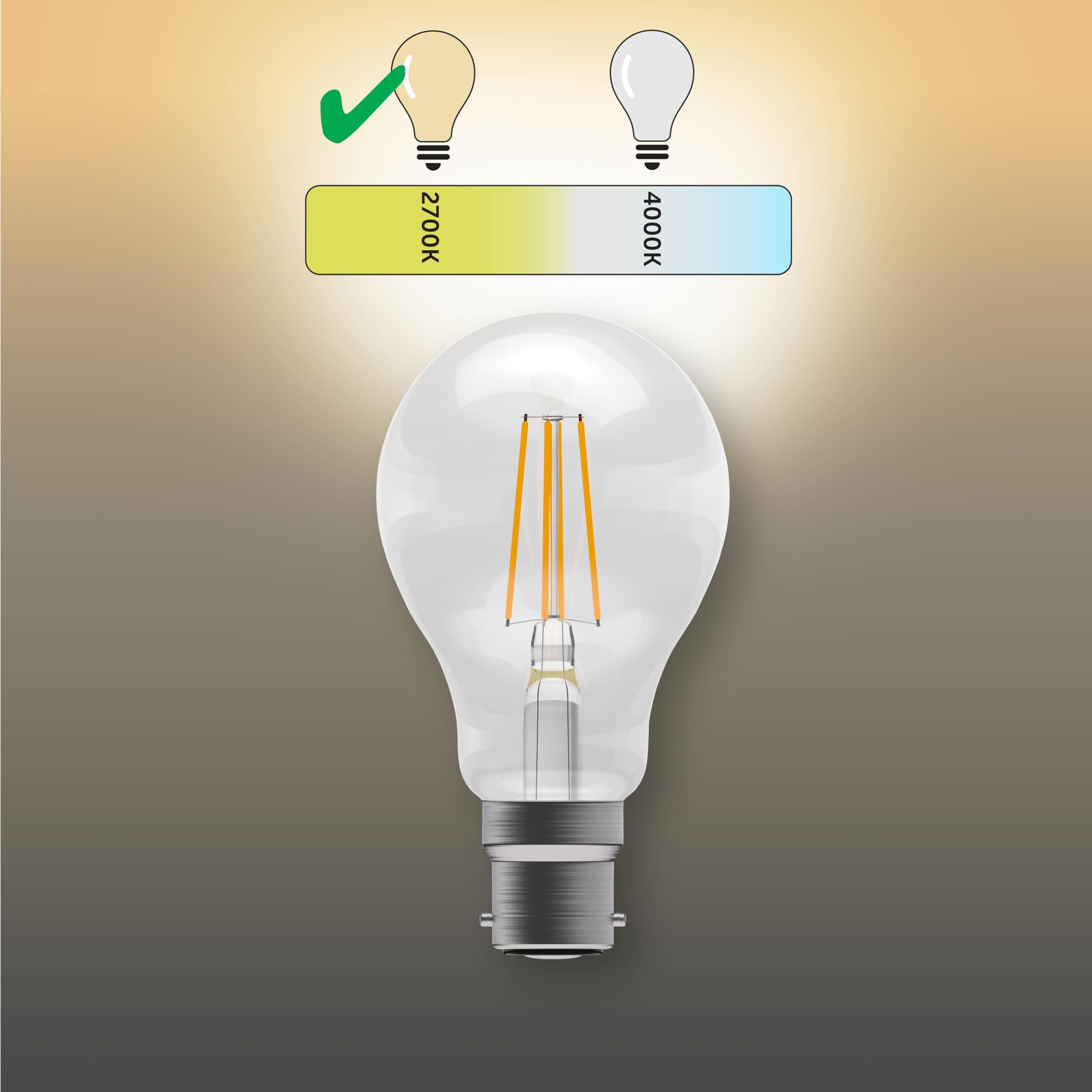 BELL Lighting B22 Bayonet Filament Dimmable Light Bulb LED GLS 3 Pack, Warm White - 2700k - Image 3