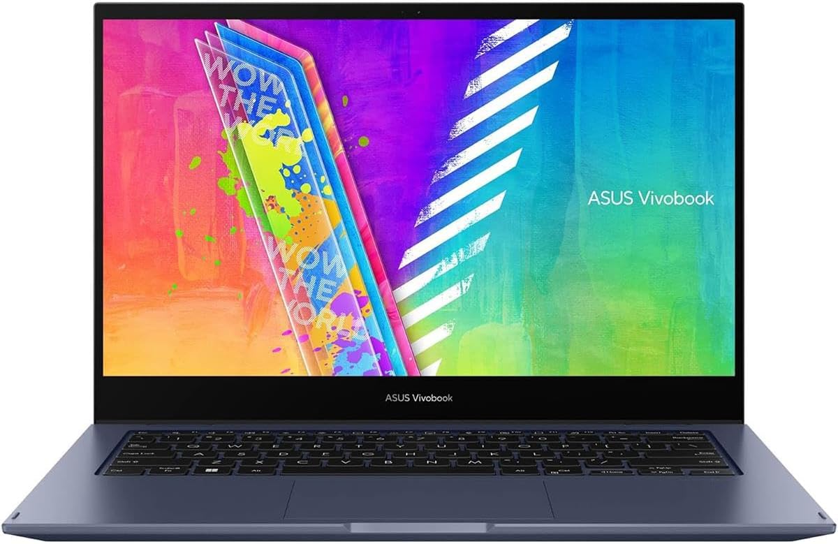 ASUS VivoBook Go 14 Flip Thin and Light 2-in-1 Laptop, 14” FHD Touch, Intel Pentium Silver N6000 CPU, UHD Graphics, 4GB RAM, 128GB eMMC, Fingerprint, Windows 11 Home S Mode, Quiet Blue, J1400KA-ES21T