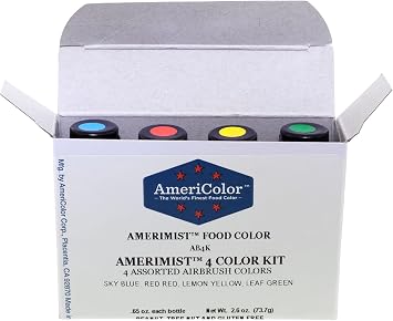 AmeriColor AmeriMist 4 Color Kit, Airbrush Food Color Kit, .65 Ounces