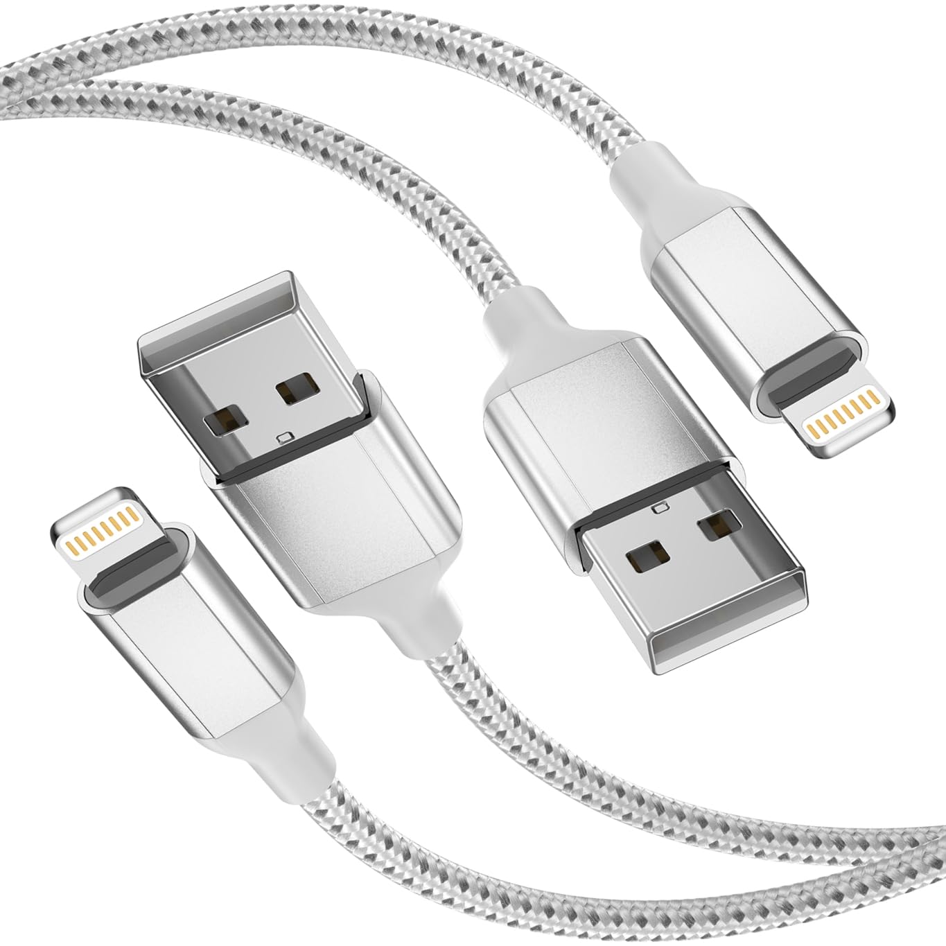 3FT iPhone Charging Cable, 2 Pack [MFi Certified] USB to Lightning Cable 3ft for Car Fast Charging Braided Short Cord Compatible with Apple 14/13/12/11Pro/X/XR/8/7/6s/Plus/SE/iPad
