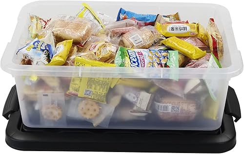 Vista 13 de Wekioger Contenedor de almacenamiento apilable de plástico transparente esmerilado con tapa gris, contenedor grande de 14 cuartos de galón, paquete