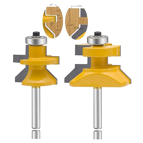 LEATBUY Fresadora para inglete de 45 de lengüeta y ranura, vástago de madera fresado 12 pulgada, cortador de perforación de carburo, herramienta