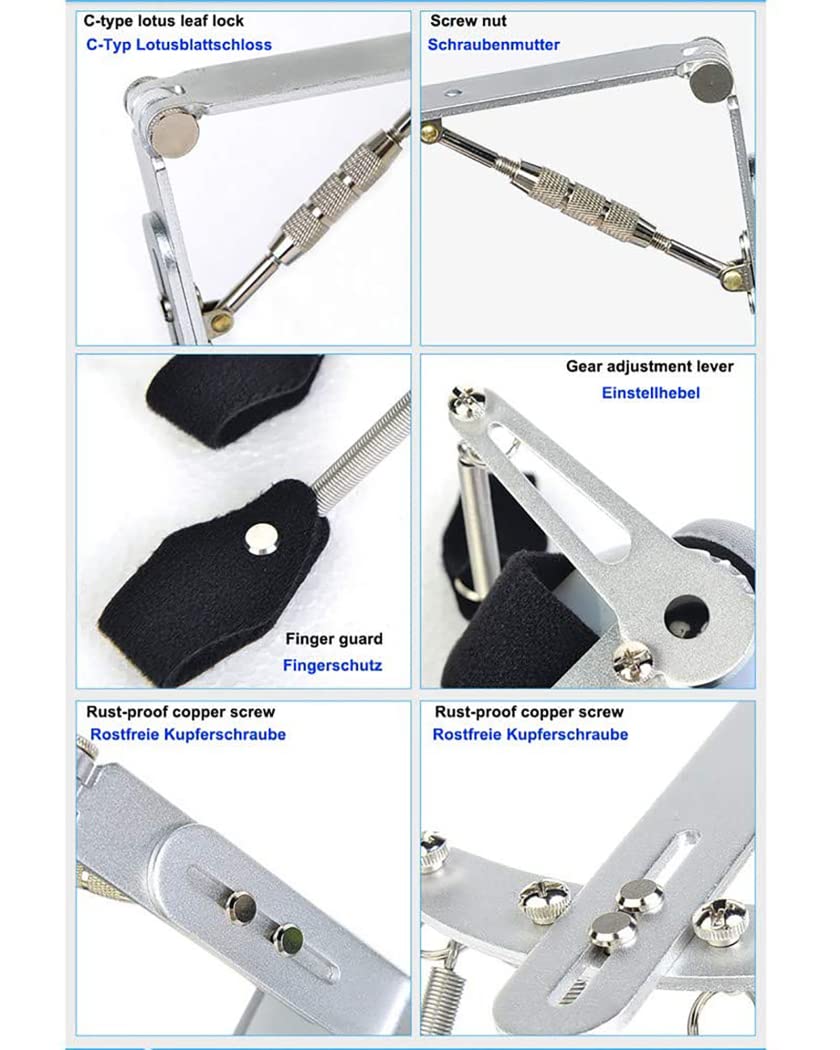 Soporte de rehabilitación de dedos Dispositivo de entrenamiento ortopédico de muñeca de dedo ajustable Férula separadora de dedos de aleación de aluminio para hemiplejia por accidente cerebr