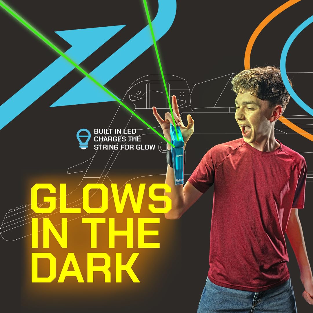 ZipString Aracna - Giocattolo lanciaraga che si illumina al buio | Per bambini, ragazzi e adulti, brevettato, ricaricare, durevole, azione di tiro web supereroe