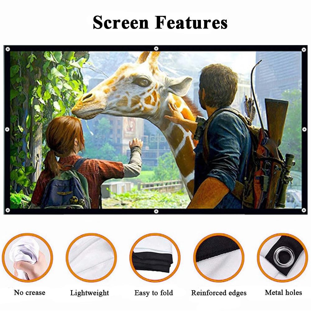 YiYunTE Écran de Projection 60 Pouces 16:9 HD Portable Pliable Extérieur Intérieur