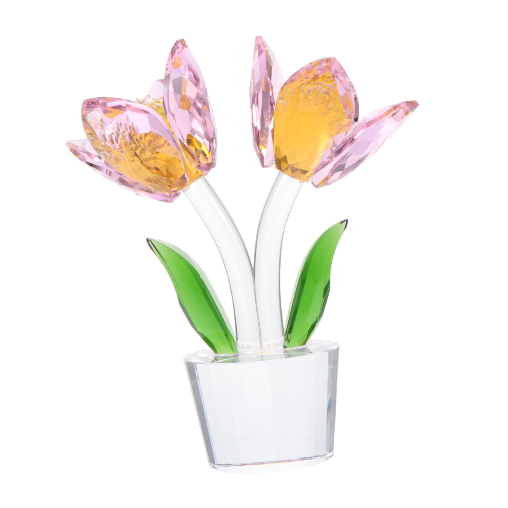 Décoration pour bureau Amosfun et ornement en cristal avec fausse fleur artificielle