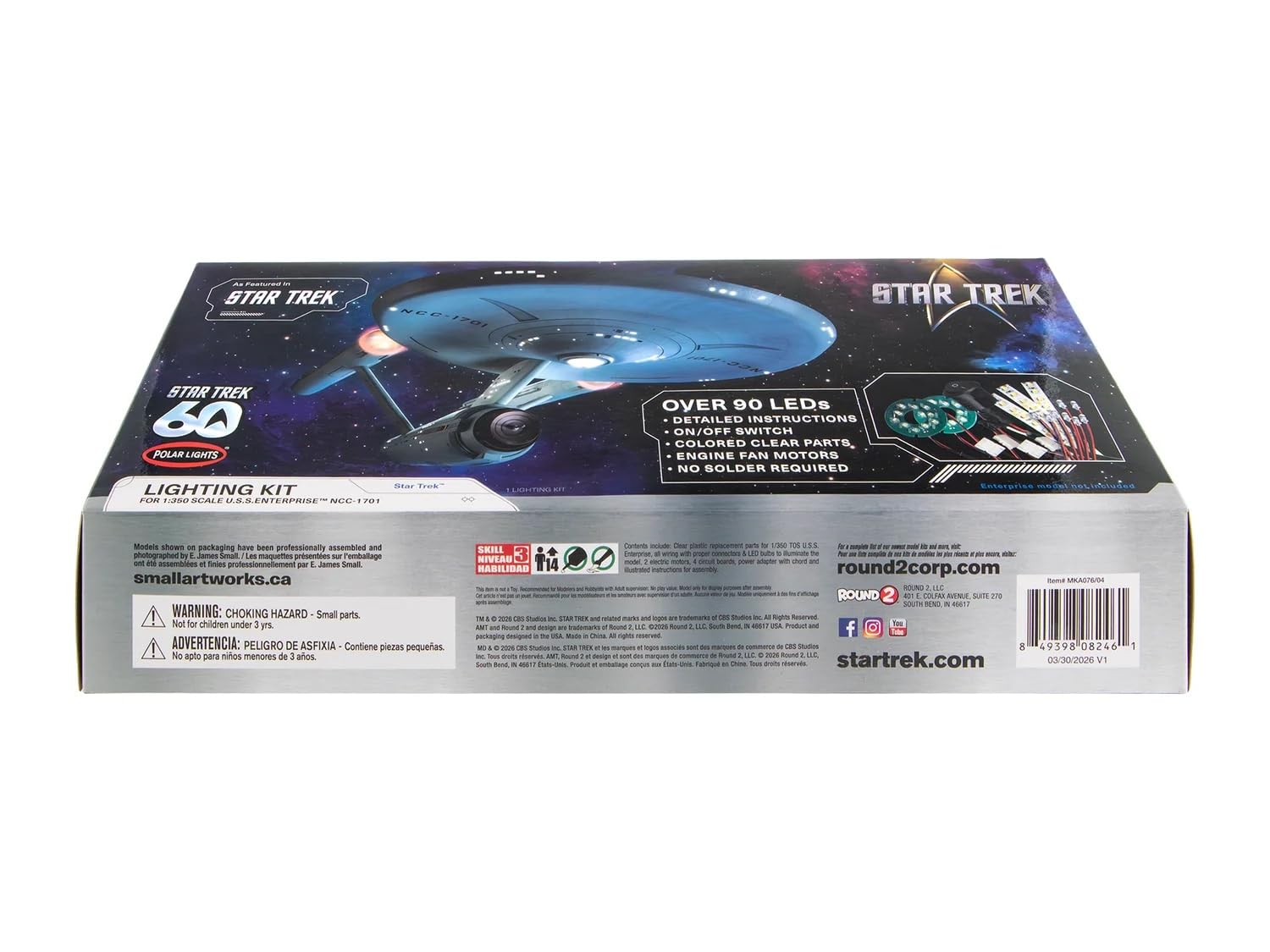 Round 2 Star Trek - The Original Series USS Enterprise 1701-60th Anniversary Juego de iluminación para kit de escala 1:350