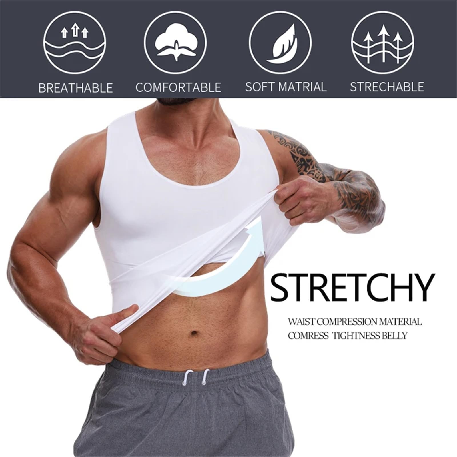 Prendas Moldeadoras Hombre Camisetas de compresión for Hombre, Faja Reductora Abdomen, Camiseta for Vientre Plano, Chaleco Adelgazante, Entrenador Cintura, Entrenamiento físico