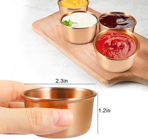 Miniatura 2 de Amytalk Ramekin - Tazón de salsa para salsa, mini tazas de pudín para condimentos en casa, fiesta, restaurante (oro champán, 12 unidades, 2.3 fl oz)