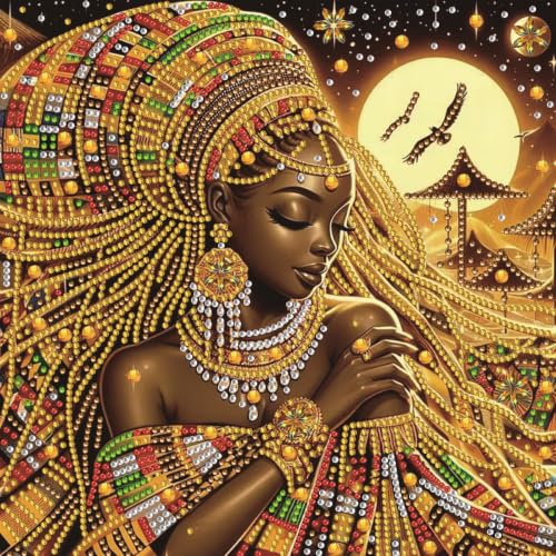 Moonlit African Beauty ���ʂȌ`�� DIY �����h���� �_�C�������h�y�C���e�B���O�L�b�g ��l ���S�� �z�[���f�R���[�V���� | Beauty ���ʂȌ`�� DIY �����h���� �_�C�������h �h�b�g �W�F���A�[�g�L�b�g 11.81x11