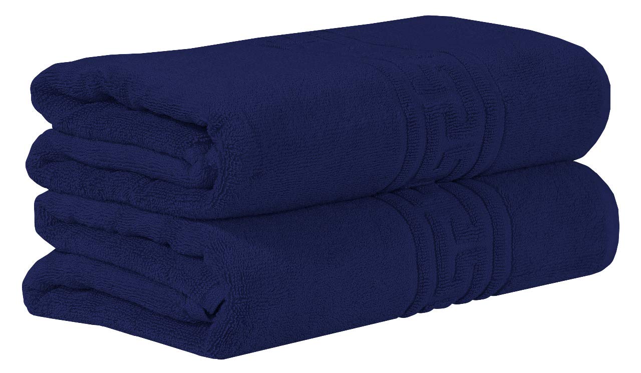 Every Thread Counts Navy 2 Piece Luxury Bath Sheet Set - 700 Gsm Ring Spun Cotton Highly Absorbent Bath Towels - Hotel Quality Bathroom Towels