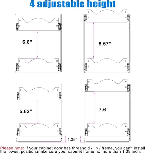 Miniatura 4 de DINDON Organizador de armario extraíble de 2 niveles (11 pulgadas de ancho x 21 pulgadas de profundidad) cajón de madera deslizante de doble nivel