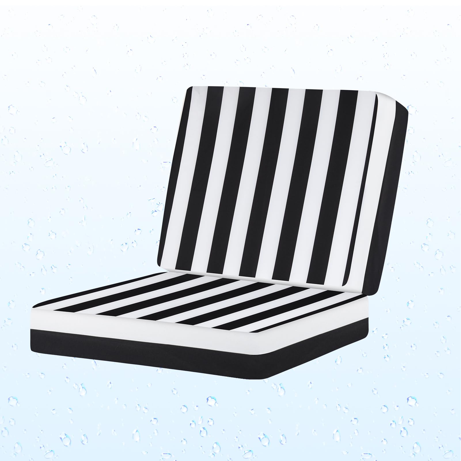 Photo 1 of Iheqard Outdoor Deep Seat Cushions, 24x24 Inch, Black Stripe