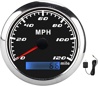 Gps Speedometer, Gps Pointer Speedometer 120 Mph Ip67 Waterproof Stainless Steel Gps Odometer Gps Speedometer Truck Boat(black)