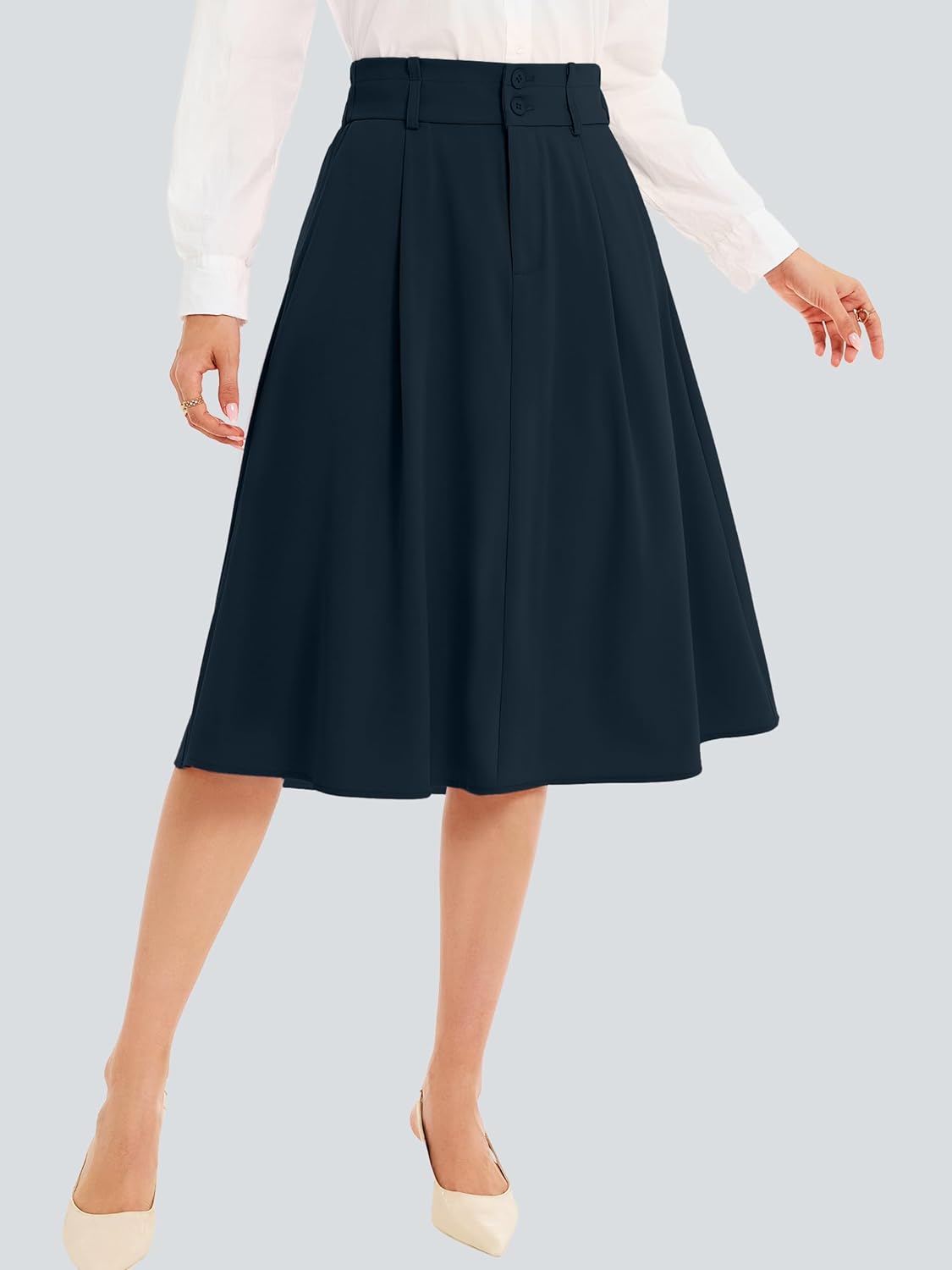 Casly Lamiit Skirts for Women A Line Midi Skirts Business Casual Skirt High Waist Skirt - Image 4