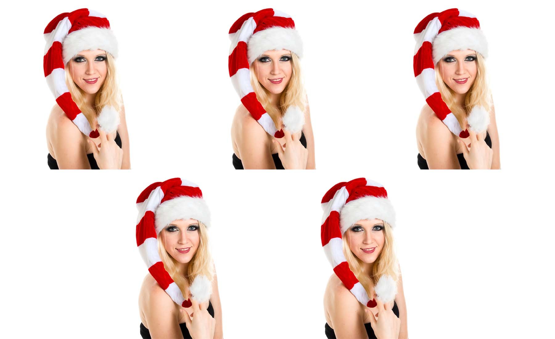 Ciffre 5 er Set Lange Weihnachtsmütze Nikolausmütze Weiß Rot Gestreift Plüsch Rand Nikolaus Mütze X24