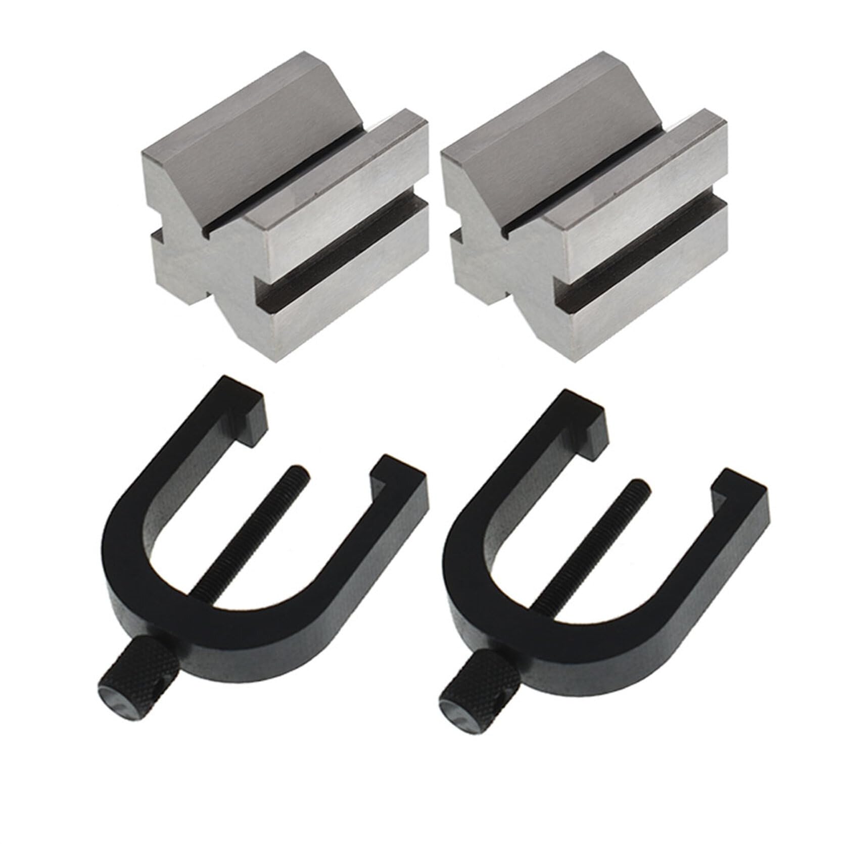 TINVHY 4PCS V-Block and Clamp Set 1-5/8in x 1-1/4in x 1-1/4in Hardened Steel 90 Degree Angle-image-23