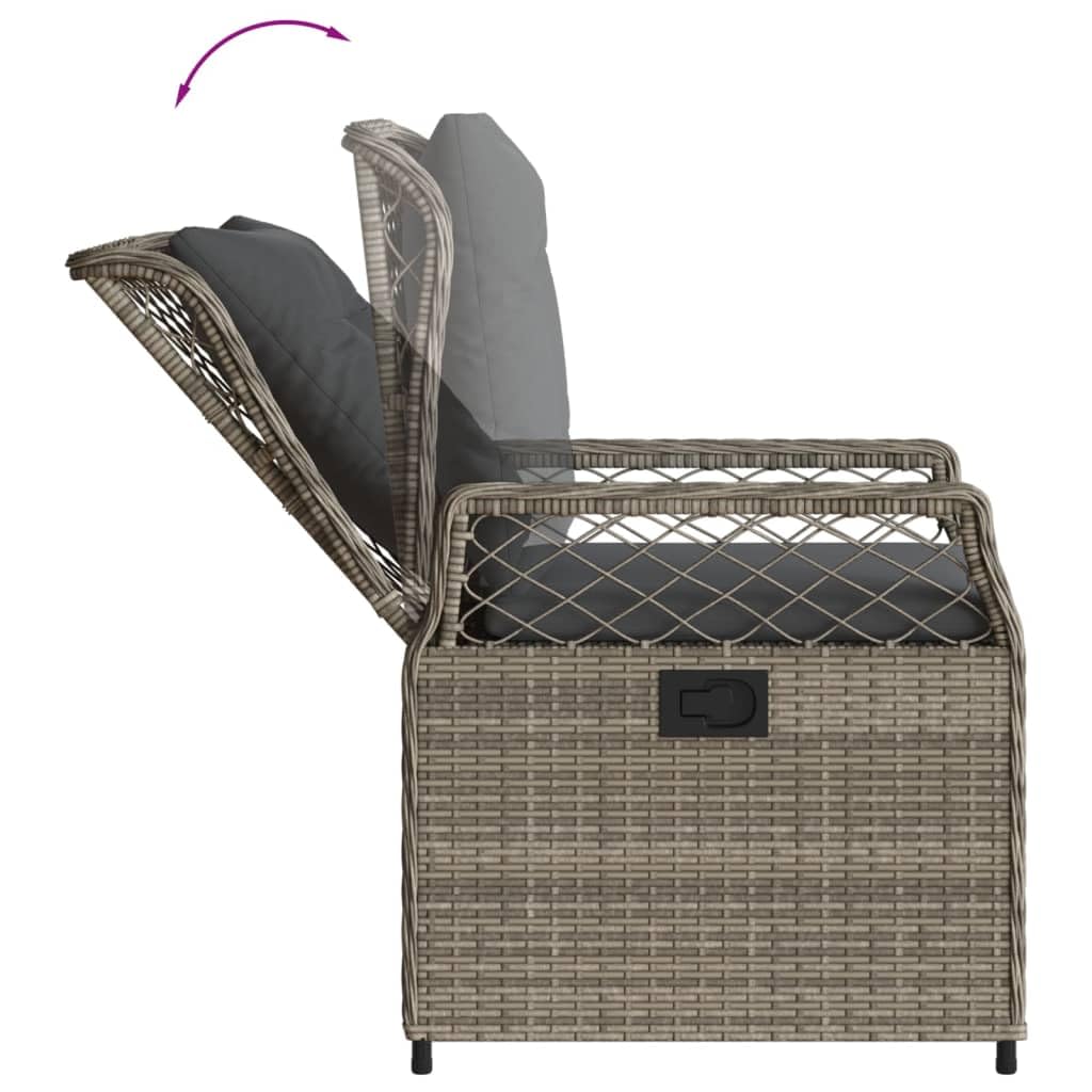 Gartenmöbel Set 6 Verstellbare Hochlehner Stühlen mit Tisch Rattan Essgruppe 6 Personen Garten Sitzgruppe mit Auflagen Terrassenmöbel Außen Sitzgarnitur Grau-14