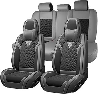 Car Seat Covers for Honda Insight 2019-2022, Premium Nappa Leather Waterproof & Anti-Slip, Full Coverage Customized fit Honda Insight Seat Covers Full Set (5 Seats Luxury,Gray-Black)