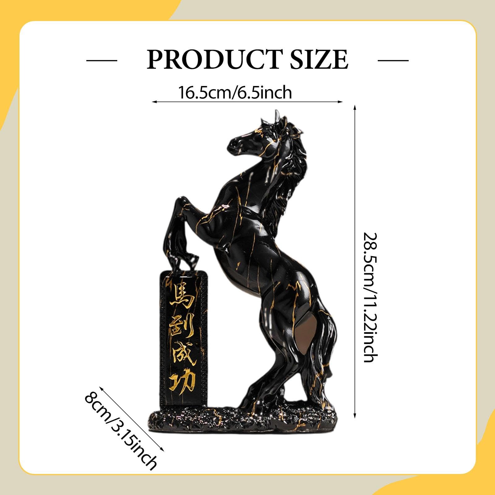 Figurka konia, dekoracyjna figurka kolekcjonerska Feng Shui, dekoracja stołu, rzeźba z żywicy, figurka konia do regału na książki, biura, kominka, czarna