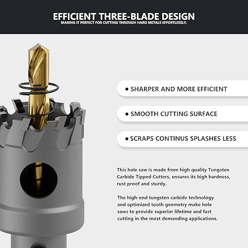 Miniatura 4 de CSOOM La sierra de agujero de carburo y la sierra de agujero TCT son herramientas perfectas para perforar agujeros en carpintería, metal, acero