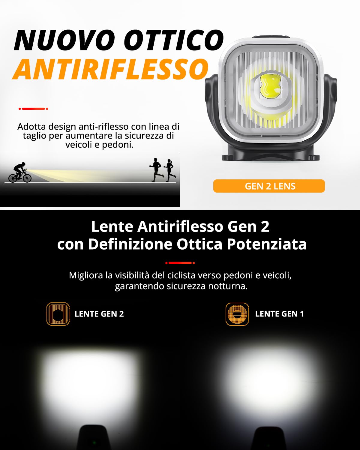 TOWILD CL2000 Luci Bici 2000 Lumen Luce Bicicletta LED USB-C Ricaricabile da 5000mAh,Super Luminoso Antiabbagliante Luce per Bici Strada e Montagna, Impermeabili IPX6 Fanalini Anteriori Bici