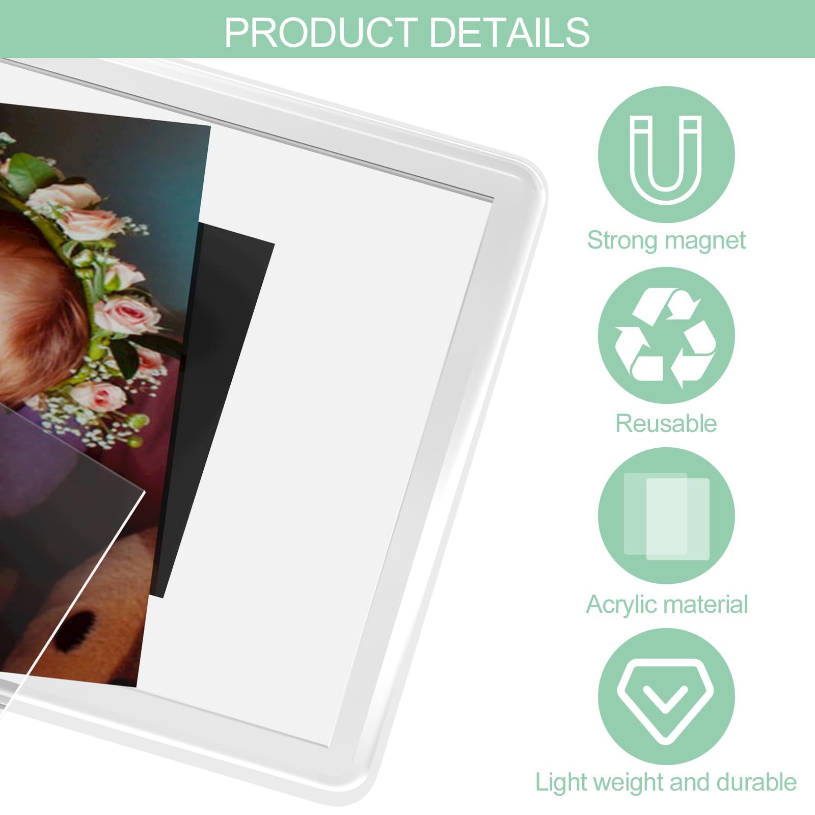 20 Pezzi Calamite Personalizzate con Foto, Porte Photo Magnetique, Portafoto Magnetico per Foto, Photo Magnet Aimanté Frigo, Petits Cadres Photo Magnétiques, per Regali, Famiglia e Amici