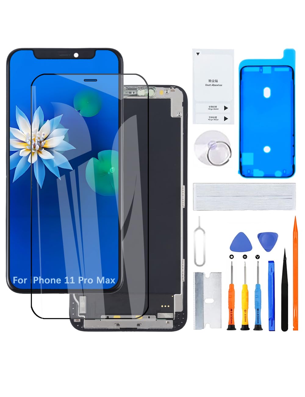 Pantalla para iPhone 11 Pro Max A2218 A2161 | Kit de herramientas de uso，pantalla HD，pantalla de reemplazo，para modelos:A2218 A2161 A2220