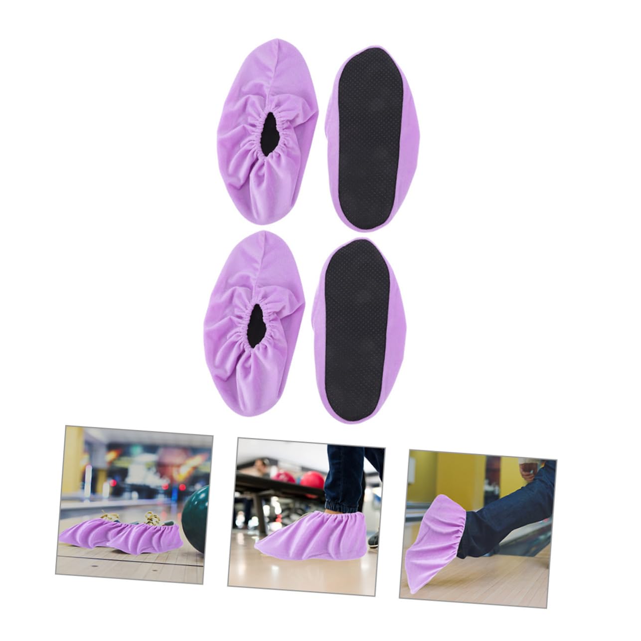 GALPADA 2 Pair Anti-Slip Bowling Shoe Covers Purple Women's Bowling Shoes Booties Accessories for Women