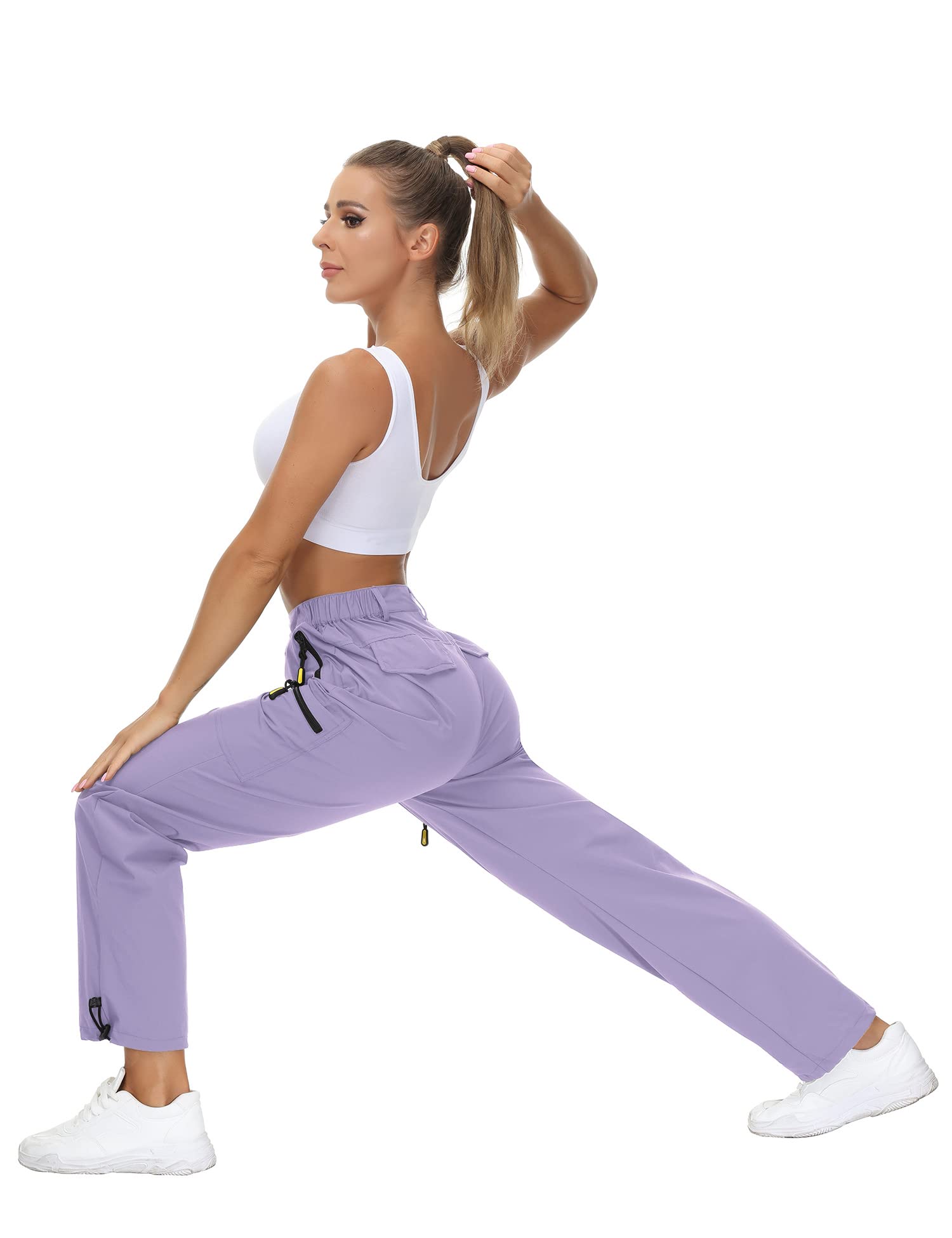 VVK Damen-Cargohose, leicht, schnell trocknend, Outdoor-Sporthose, Camping, Klettern, Golf, Reißverschlusstaschen