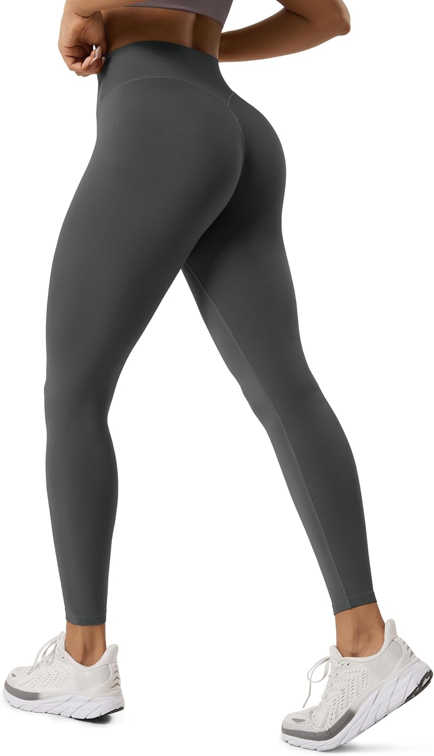 ODODOS Hidden Scrunch Butt Lifting Crossover Leggings for Women - 25" No Front Seam High Waist Booty Sculpting Yoga Pants