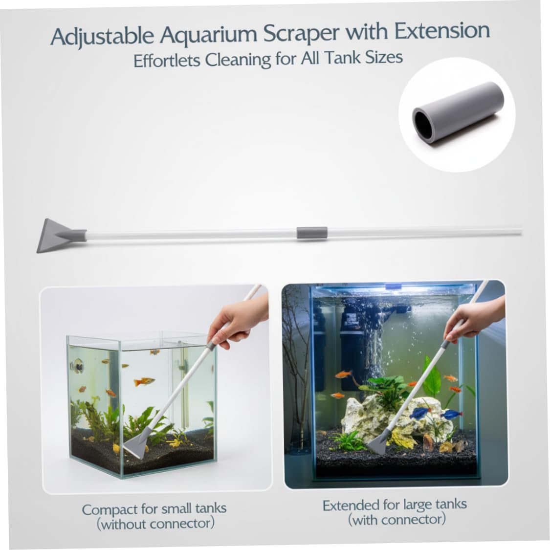 Kit completo de limpieza de acuarios – Bomba de sifón manual de 30 cm con aspiradora de grava, red de peces y accesorios para un fácil mantenimiento del tanque de peces.