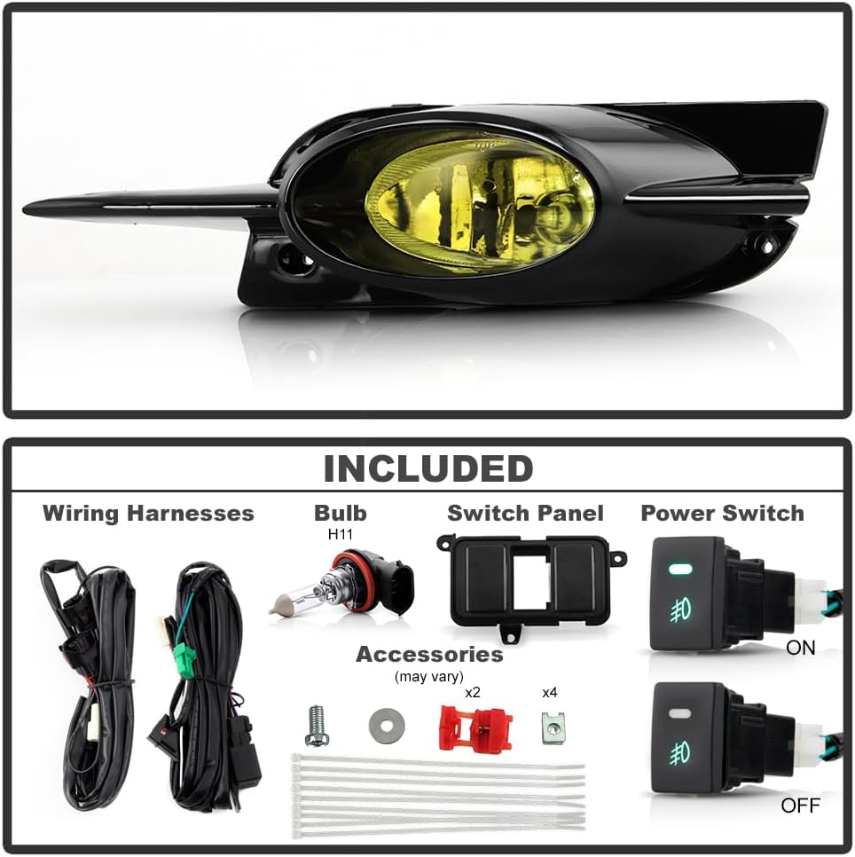 ACANII - For 2009-2011 Honda Civic 2dr Coupe Yellow Bumper Fog Lights w/Switch 09 10 11 Assembly Driver & Passenger Side