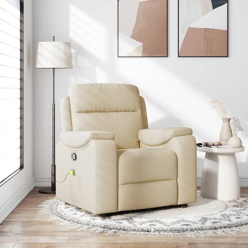 Fauteuil de massage inclinable crème tissu pour votre coin détente de salon