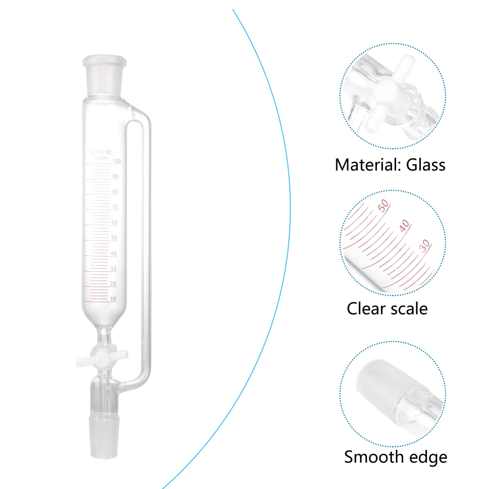 UKCOCO Scheidetrichter Aus Glas Destilliergerät Für Labor Experimenteller Glasscheider Mit Absperrhahn Konisches Design Für Flüssigkeittrennung
