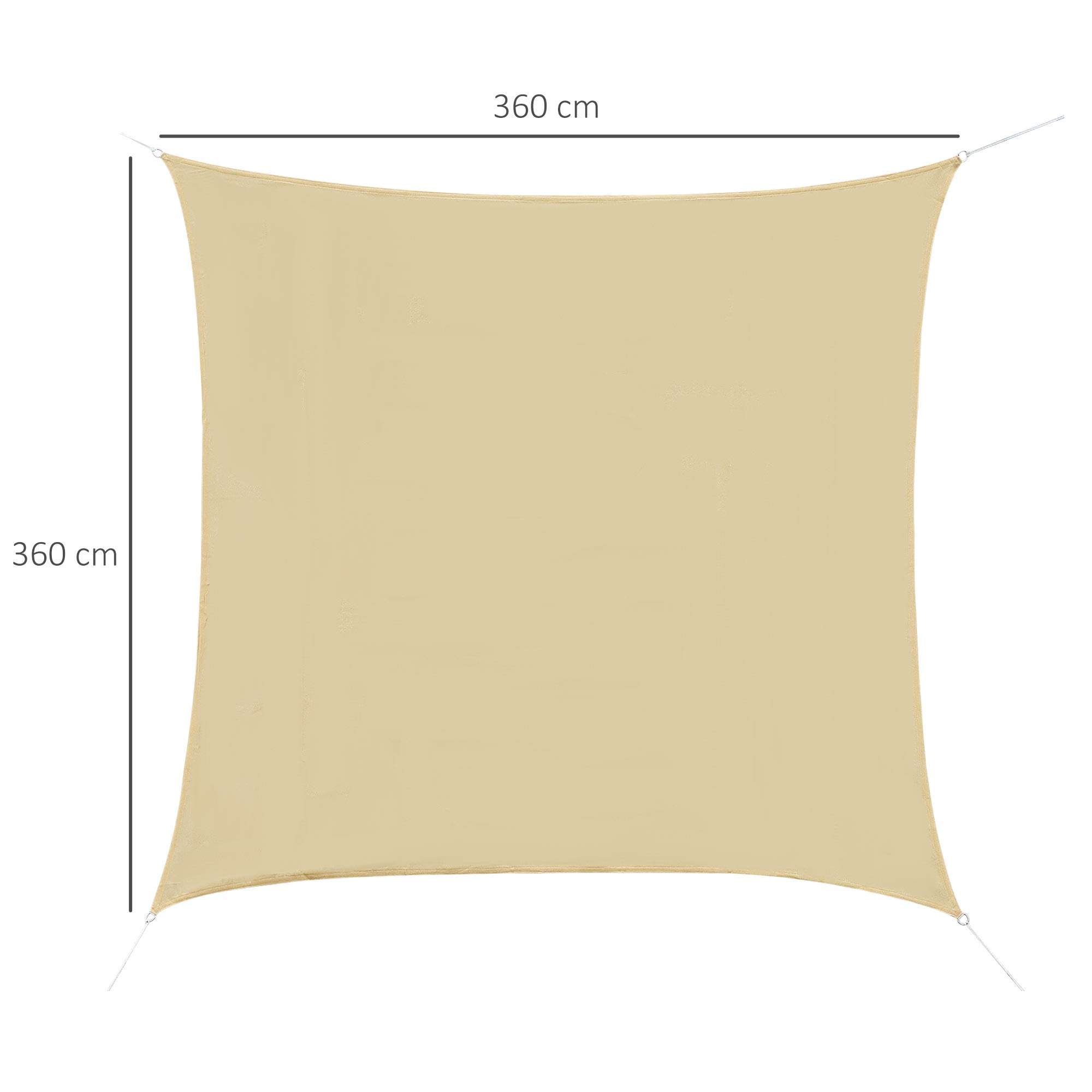 Outsunny Carré 12 Voile d'ombrage UV Couverture jardin Sable