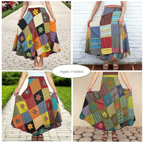 Image of Agan Boho Maxi Wrap Skirt for Women, Tie Dye Cotton Long Flowy Summer Skirt