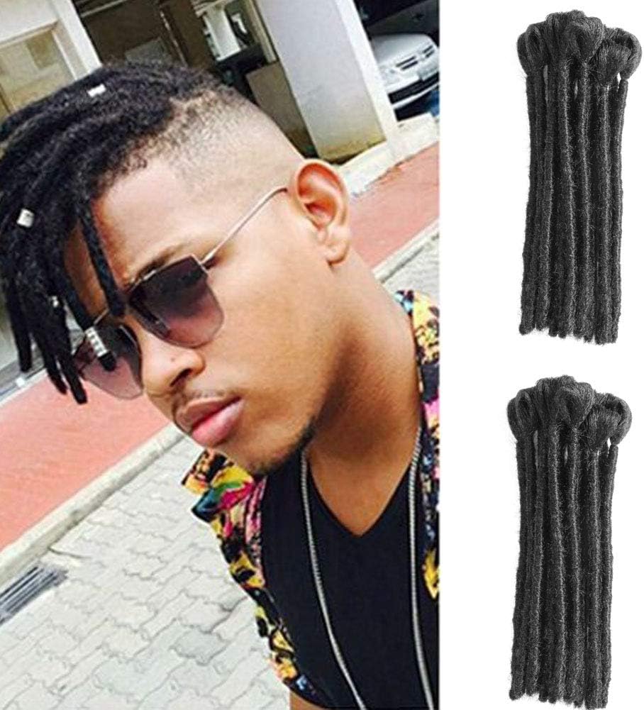 Dreadlocks Extension 10 Strands Handmade Dreads Synthetic Dreadlocks Crochet Braiding Hair Soft Faux Locs Fashion Reggae Hair (8 inch, Nature Black)