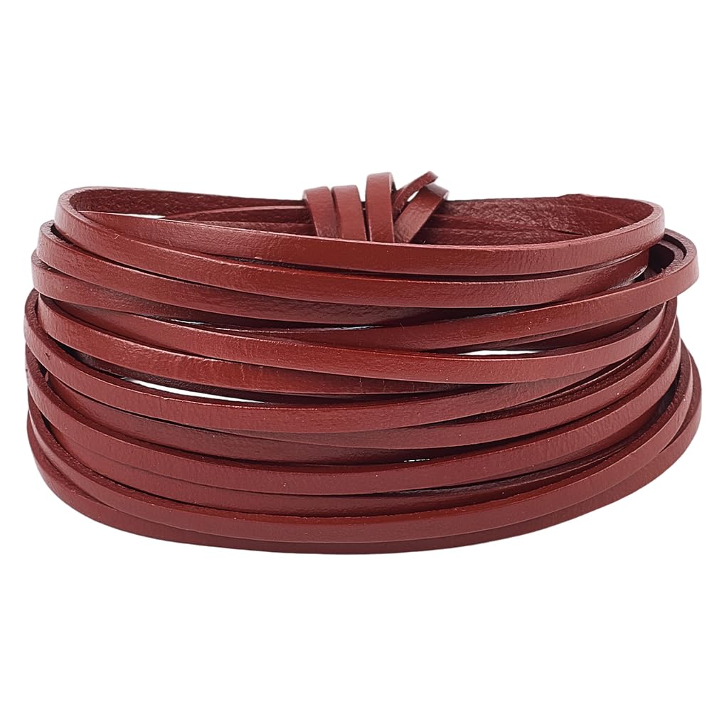 GORGECRAFT 5M x 3mm Flat Leather Cord Cowhide Leather Strap Genuine Leather Strips Coconut Brown Leather String 1mm Thick Braiding Thread Rope for DIY Crafts Bracelets Neckacle Jewellery Making โ image 1