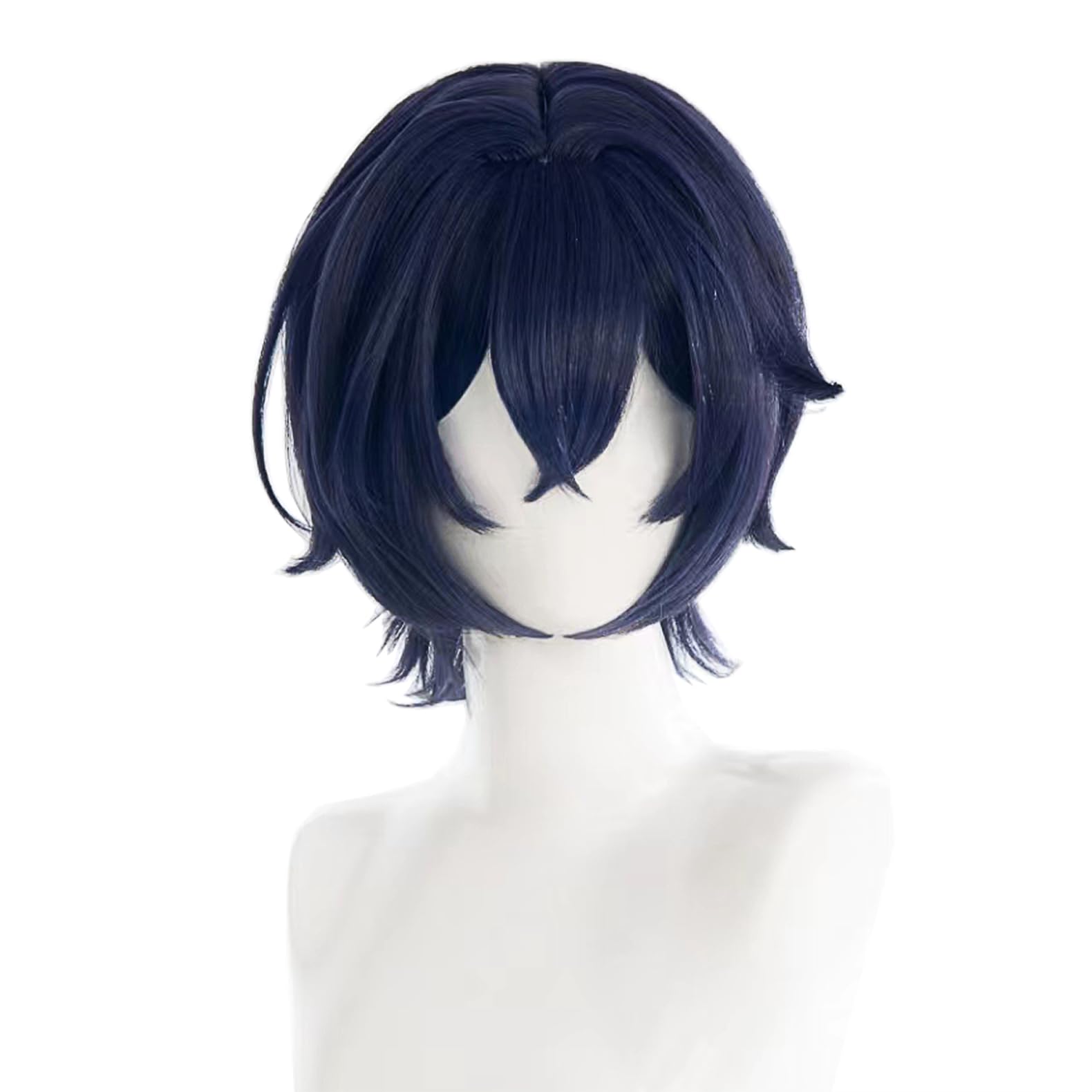 XiongXiongLe Halloween Anime Role Cosplay Wigs Short Dark Blue Hairs Replacement Wigs for Adult Women Cos Party Halloween Christmas Costume
