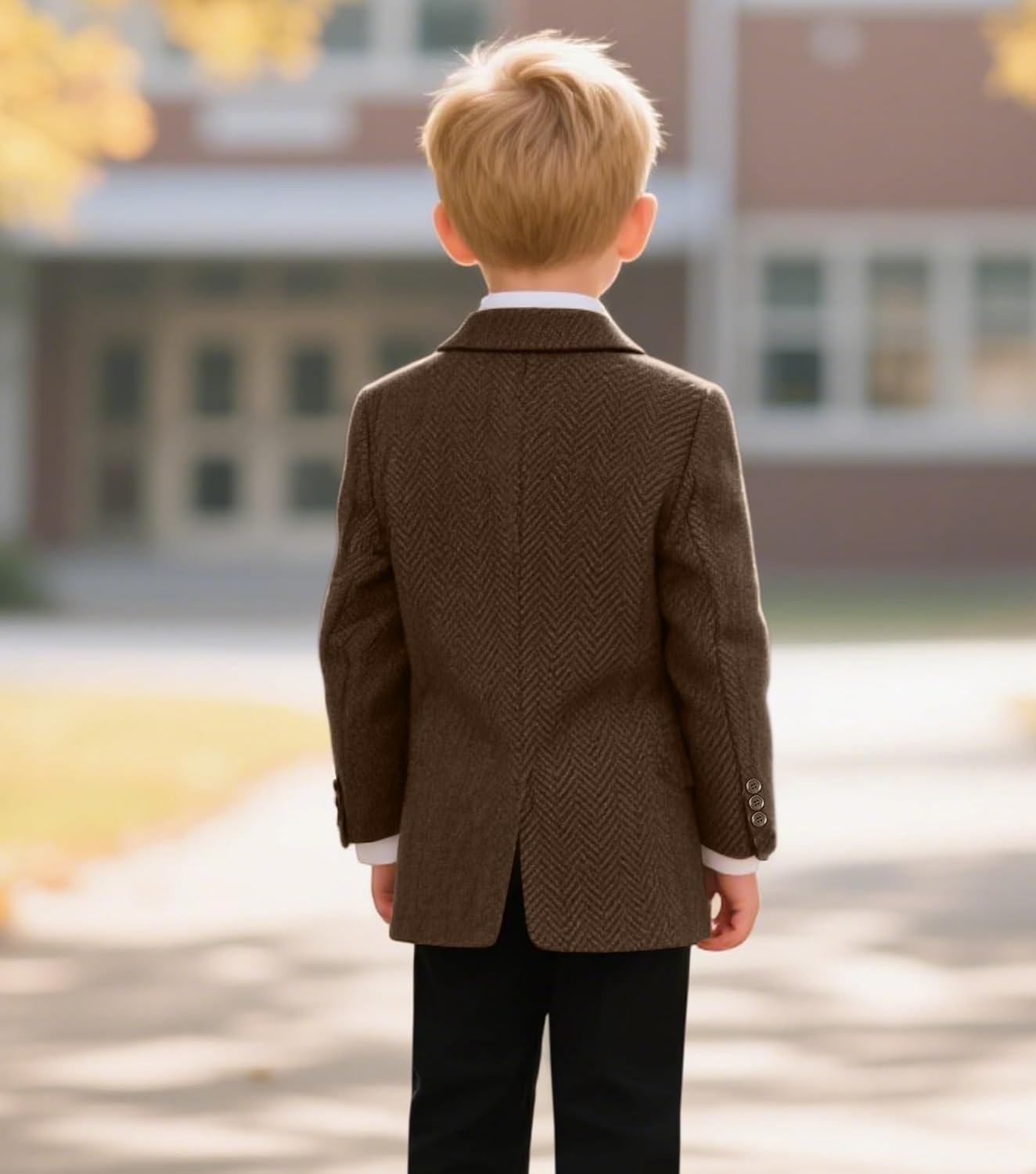 Retro Tweed Boys Suit Blazer Herringbone Jacket for Kids Slim Fit Classic Sport Coat Formal Kid Tuxedo Prom Party Wear
