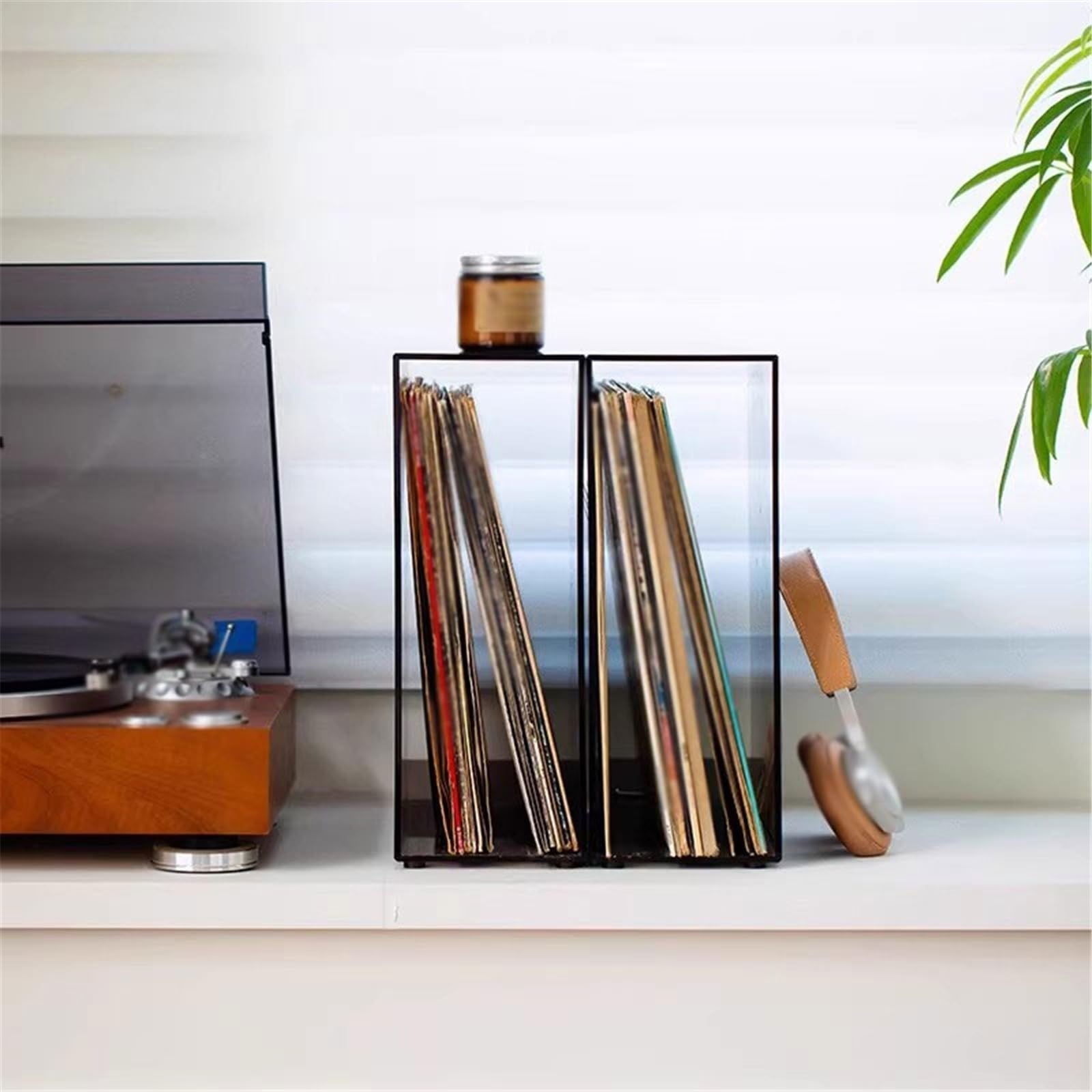 Ufficio Scatola porta CD verticale da tavolo con portadischi in vinile acrilico Scaffale porta dischi