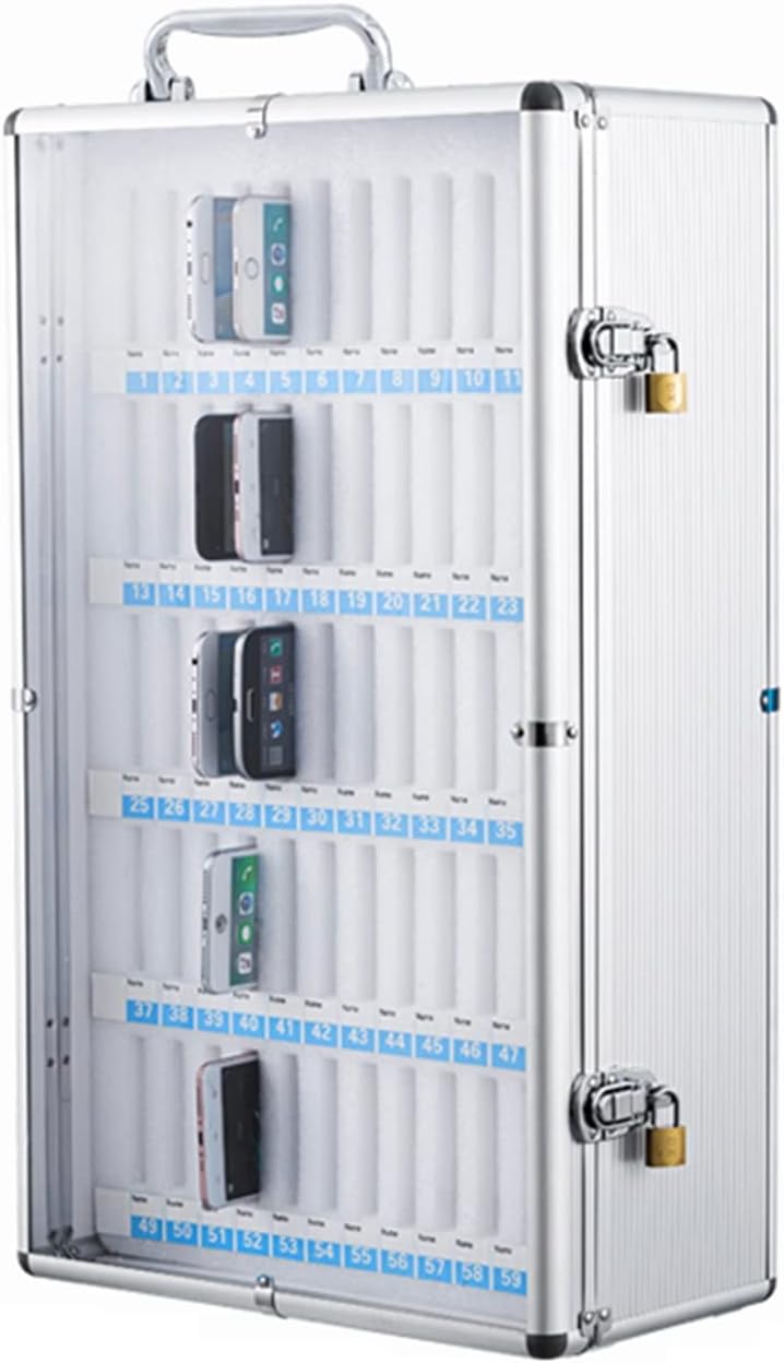 Mobile Phone Storage Cabinet - Secure Cell Phone Locker Box for Classroom & Conference Use, Durable Management Solution in Silver, Perfect for Factories & Offices
